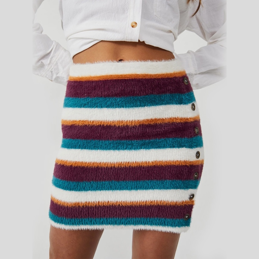Free People Ciara Sweater in Fig Jam Combo Mini Skirt